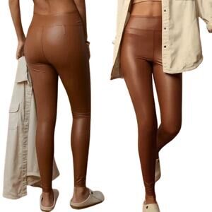 Offline By Aerie Real Luxe Faux Leather Hi Rise Leggings Size Small Brown Winter
